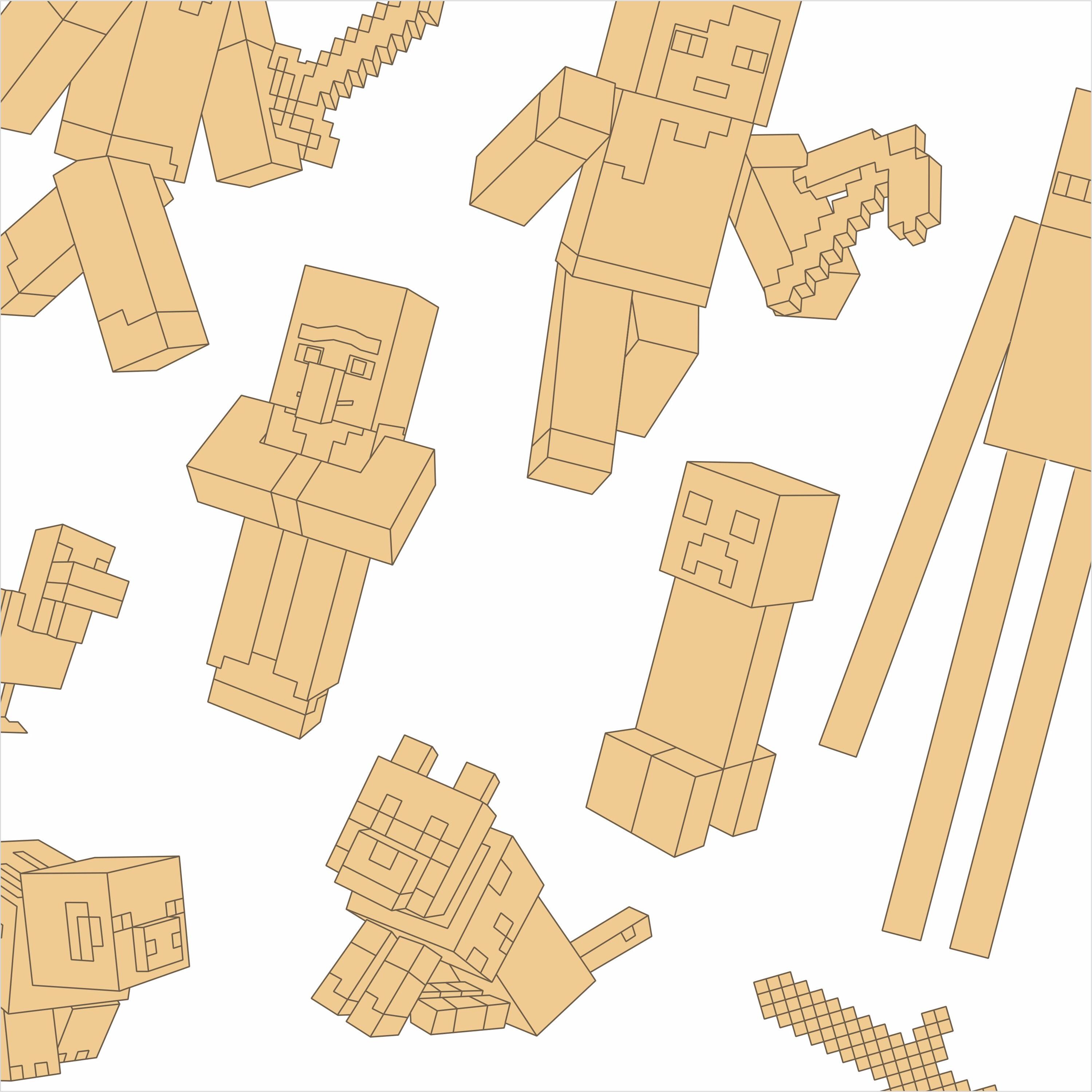 Pixel Block Characters Laser Cut Files | Cube Style Game Characters ...