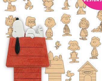 Paquete SVG de Snoopy: Archivos de madera cortados con láser de Peanuts (DXF PNG)