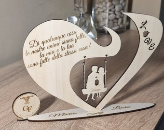 Customizable wooden heart swing