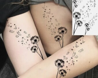 Temporary Tattoo Dandelion with Butterfly - Woman Tattoo - Gift for her