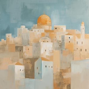 Ancient Jerusalem | LDS Art | Modern | Simple | Digital Download | Minimalist | Home | Holy Land | Ancient City | Wall Art