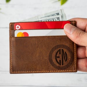 Personalized Leather Credit Card Holder: Engraved Slim Wallet