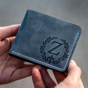Cartera cristiana personalizada para hombre, cartera de cuero personalizada, regalo de aniversario, regalo del Día del Padre, para hombres, papá, esposo, novio