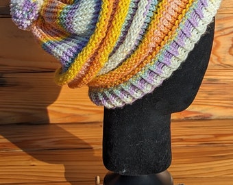 Rainbow slouch beanie