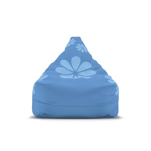 Blue Floral Pattern Bean Bag Chair Cover | Daisy Motif
