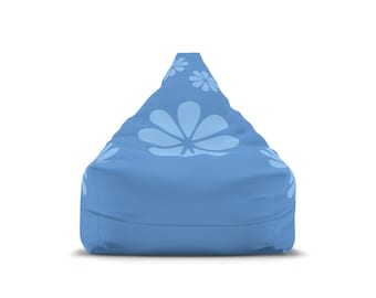Blue Floral Pattern Bean Bag Chair Cover | Daisy motif