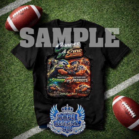 2026 Super Bowl PNG | Seahawks vs Patriots T-Shirt Graphic
