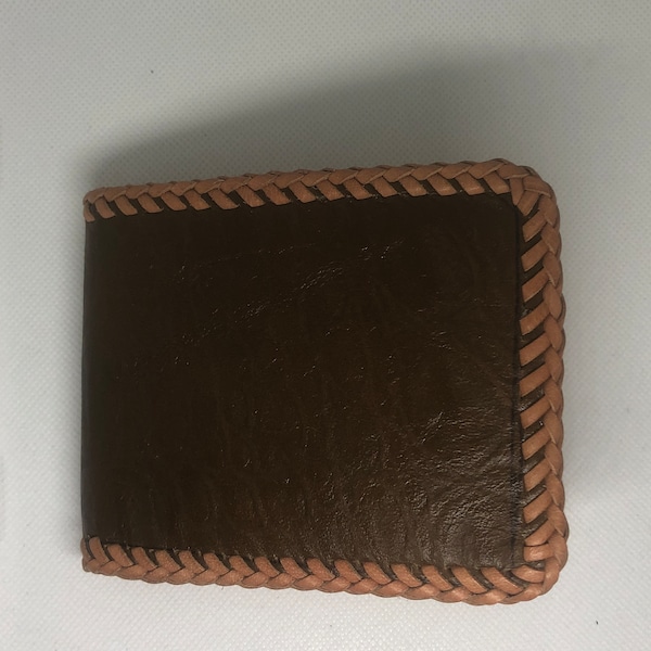 Leather Wallet (Embossed Croc) with braided edges