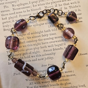Vintage Purple Glass Bead Bracelet