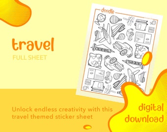 Full Page Camping Color Your Own Sticker Sheet: Print at Home | Line ...