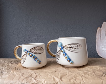 Handmade ceramic coffee mug with butterfly, ceramic mug, personalized gift,  gift for mom, pottery handmade, gift for friend