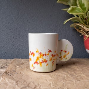 Ceramic Coffee mug with colorful butterfly handles , personalized gift, gift for her and mom, ceramic mug handmade, pottery handmade, fly image 3