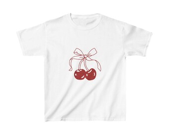 T-shirt cerise avec noeud, t-shirt graphique, t-shirt fruits, t-shirt flirty - T-shirt Bébé