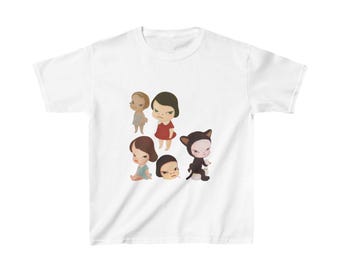 Baby T-Shirt Yoshitomo Nara Graphic Collage, Punk Style Tee, Rebellious Girls Shirt, Y2K Clothing, Perfect Gift.