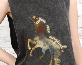Magical Unicorn Sleeveless Tank | Unicorn Shirt | You Are Magical Inspirational Shirt | Aesthetic Graphic Tee