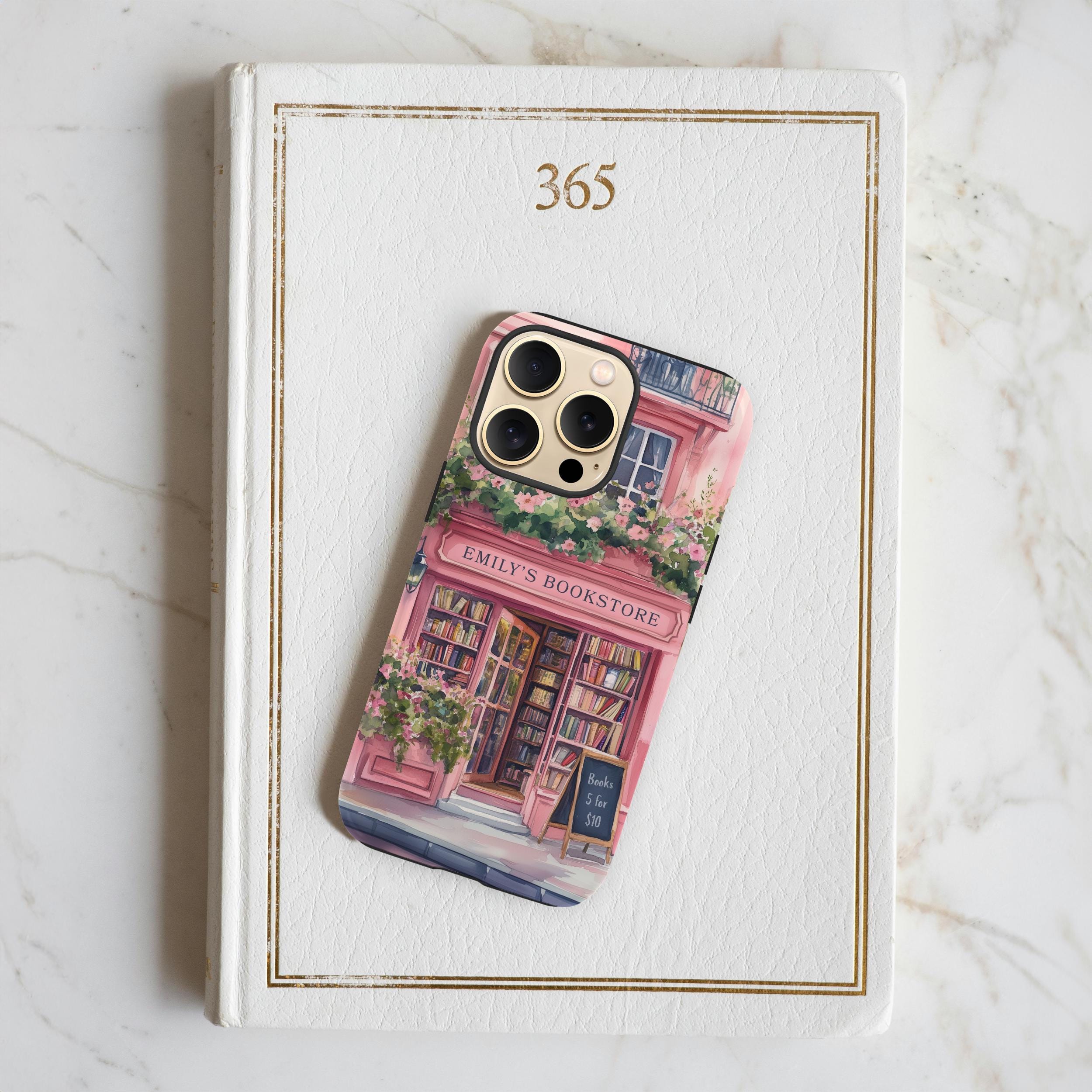 Custom Name Book Phone Case for iPhone Personalized Bookish Phone Cover Gift for Reader Girl Aesthetic Bookshelf