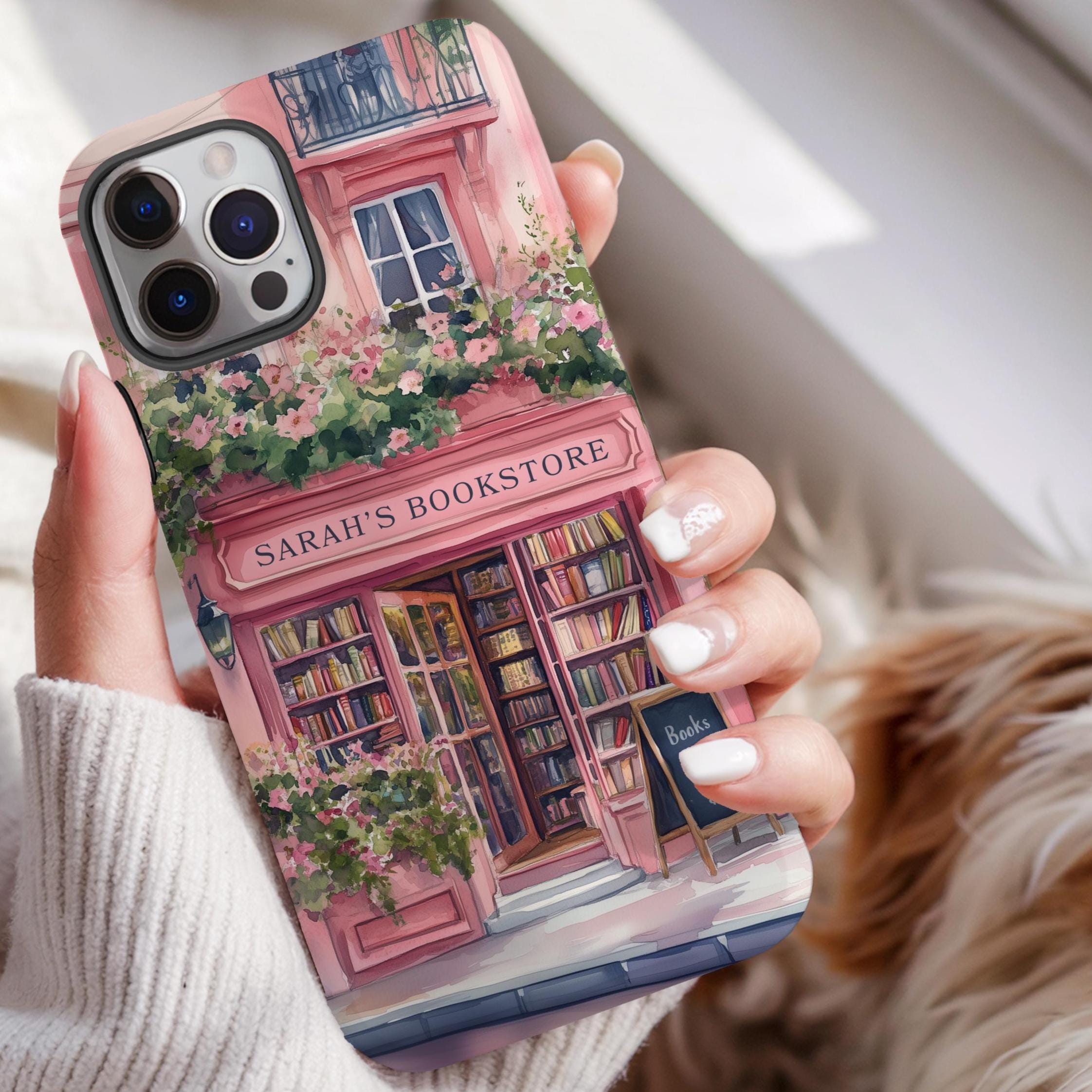 Custom Name Book Phone Case for iPhone Personalized Bookish Phone Cover Gift for Reader Girl Aesthetic Bookshelf