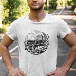 Camiseta de algodón con cuello redondo CJ-7 Renegade retro para hombre