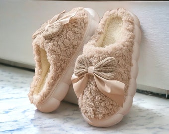 House Slippers,  Cute Slippers, Pink Slippers, Slippers Women, Fuzzy Slippers, Fluffy Slippers, Fuzzy Slippers, Bow, Slides, Bridesmaids