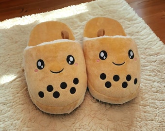 Slippers Women, Boba Tea, House Slippers, Cute Slippers, Fluffy Slippers, Fuzzy Slippers, Cartoon, Plush