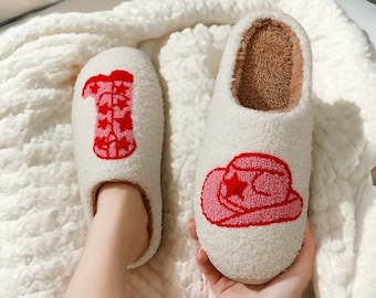 House Slippers, Slippers Women, Slippers Men, Cowboy, Boot, Smiley Face, Comfort Color, Pink Slippers, Cowgirl Hat, Country, Slides, Style,