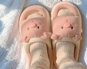 Cute Slippers, Pig, House Slippers, Slippers Women, Cartoon, Animal Slippers, Fuzzy Slippers, Fluffy Slippers, Slippers Men, Home Slippers