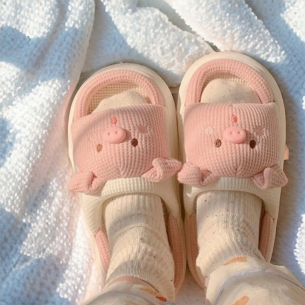 Cute Slippers, Pig, House Slippers, Slippers Women, Cartoon, Animal Slippers, Fuzzy Slippers, Fluffy Slippers, Slippers Men, Home Slippers