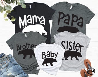 Mama Papa Brother Sister Baby Matching Bear Family Shirts, Family Matching Outfits, Cute Bear Family Set, Mommy Daddy Kids , Custom Family