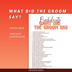 What did the groom say? Bridal shower game, Groom Trivia, Bridal trivia game, Instant download and printable