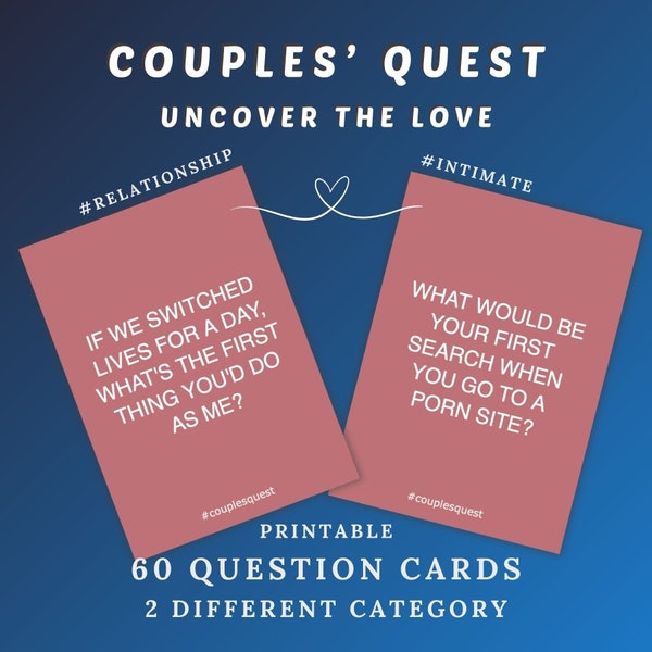 60 questions for couples in deepening their relationship | Couples' Quest - Uncover the Love | Couple Card Game | Date Night Game