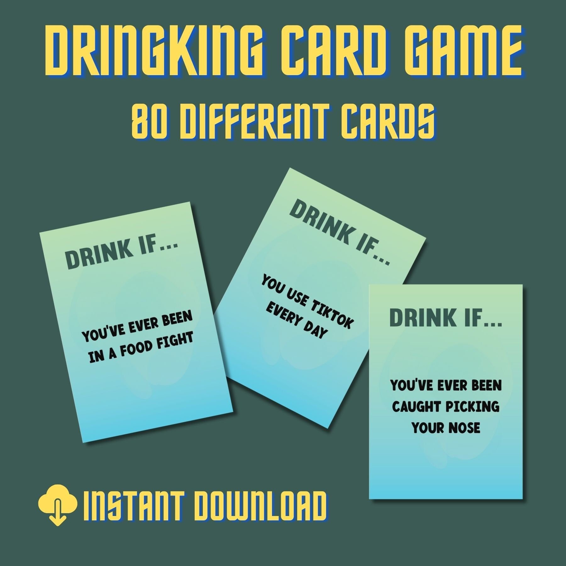 Drinkie the Drinking Card Game Printable Party Game Party Game Bachelor Bachelorette Game Adult