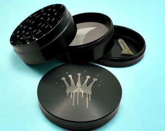 Lux Shred 5-Piece Herb Grinder with Catcher 2.5", grinder, herb grinder, spice grinder, smoke gift, crown grinder, magnetic grinder