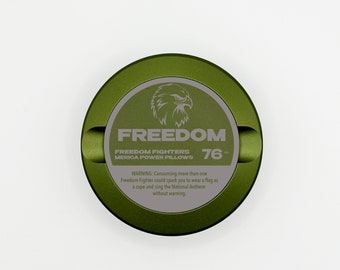 Edition 005: FREEDOM Metal Snus Can, Metal Container for Zyn, ON, Velo, or Lucy, Snus Container, Tobacco Container, Dip Can, Gift for Him