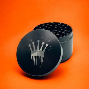 Drippy: engraved herb grinder 2.5&quot;, grinder, herb grinder, spice grinder, smoker gift, crown grinder, magnetic grinder