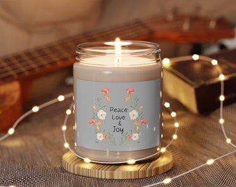 Serenity Glow: Peace, Love, and Joy Scented Soy Candle, 9oz