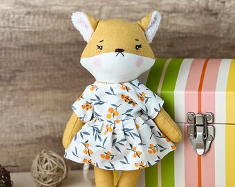 Fox With a Removable Outfit, Fabric Doll, Sleep Companion, Gift for Baby, Stuffed Animal, Handmade Dolls, Gift For Kids, Heirloom Doll