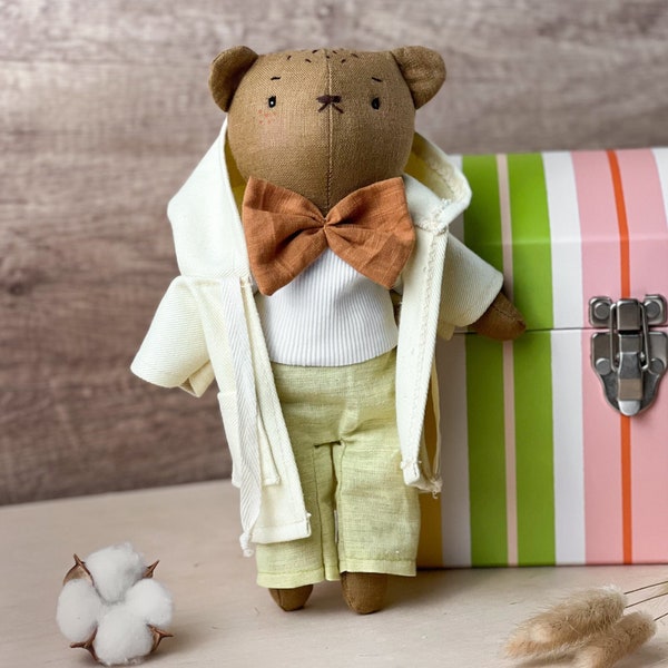 Gift for Kids, Handmade Doll, Fabric Doll, Sleep Companion, Gift for Baby, Unique Doll, Art Doll, Bear, Stuffed Animal