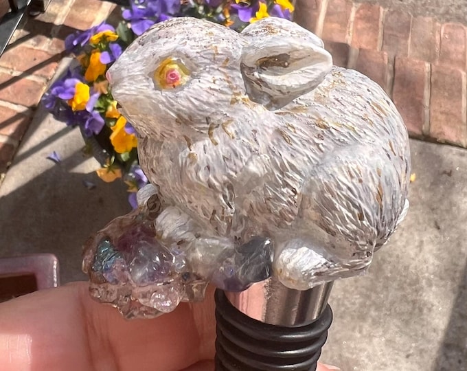 Handcrafted bunny rabbit Wine or Liquor Bottle stopper - free shipping!