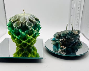 Nature lovers toad and cone 3D handmade soy wax candle set with free shipping!