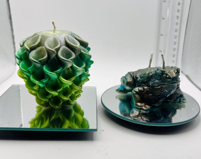 Nature lovers toad and cone 3D handmade soy wax candle set with free shipping!