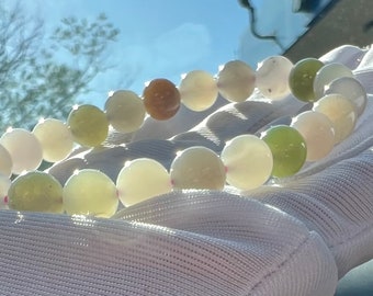 8mm Certified Natural Hetian jade nephrite/multi color nephrite bracelet天然青海老矿和田玉多宝手串 马卡龙色系 冰润 起胶起荧光#0592