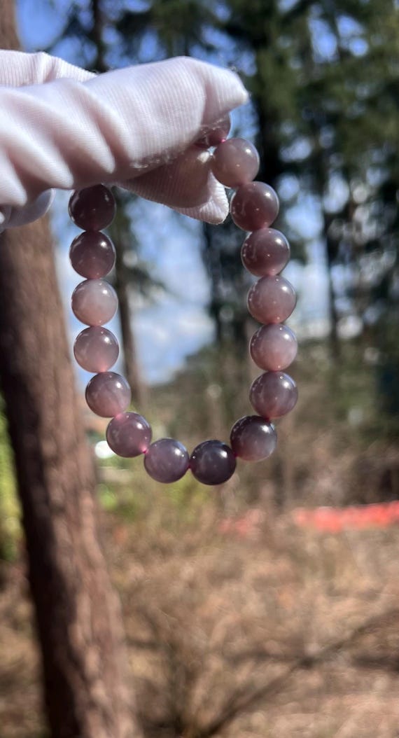 10mm Certified natural jade /purple nephrite bracelet/icy grape Purple nephrite/天然精品 烟紫玉手串 冰底葡萄紫 红紫#7136 熟料细料
