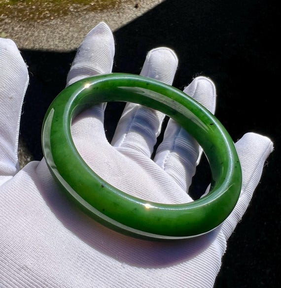 Certified Natural Green Nephrite Jade Bangle (55.1mm)#8134