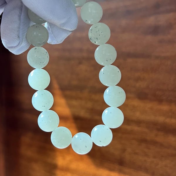 Armband nefrietjade: witte qinghua-jadearmband met kralen van 7,2 inch #1180