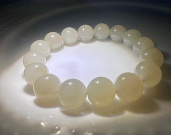 12mm High quality Certified Natural Hetian nephrite Bracelet/old mine Honey water color  nephrite bracelet 青海老矿和田玉 蜂蜜水手串 润糯 #2548 胶感足起荧光