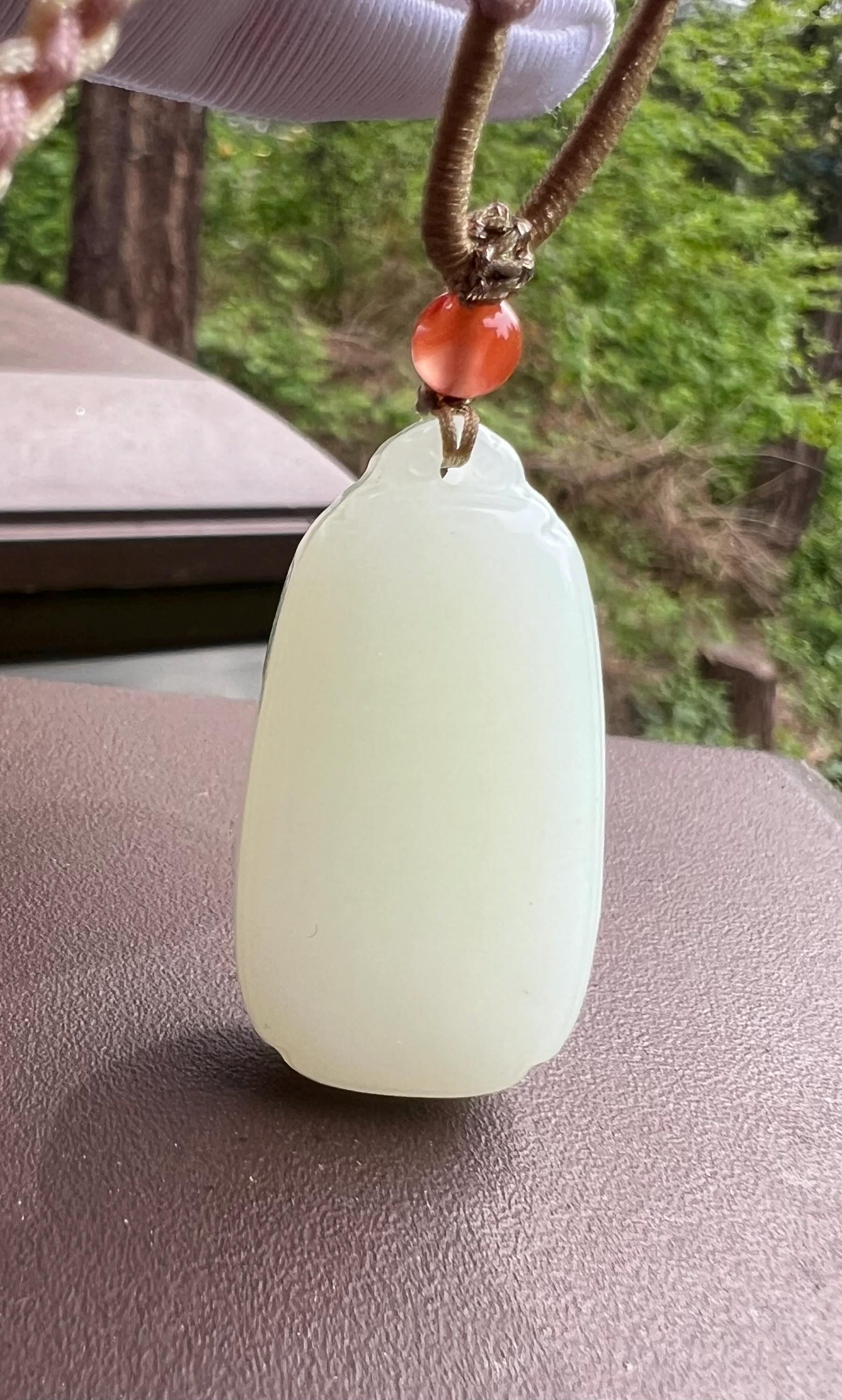 Certified natural jade/ white nephrite safety pendant necklace/nephrite nothing pendant /天然软玉吊坠 白玉无事牌 油糯润 #0232 柔亮光