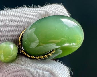 Certified natural nephrite green jade/ green nephrite donut pendant/chatoyant nephrite circle safety pendant/天然精品软玉 深绿色猫眼 碧玉  平安扣 吊坠#6832