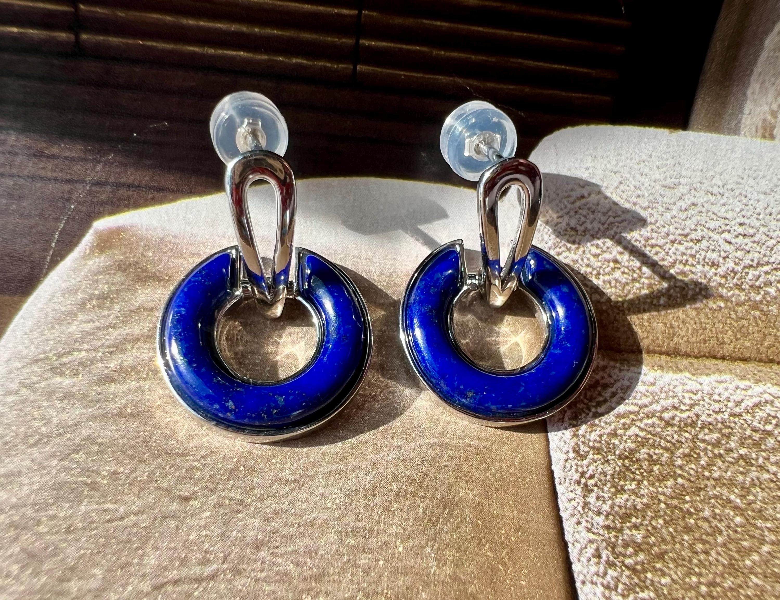 PEGASO GIOIELLI Orecchini Donna Argento 925 Rodiato Pendenti Con Cristalli Blu