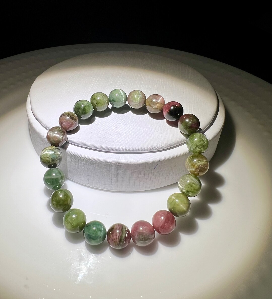 Certified Natural Rare Cats Eye Green Tourmaline Beads Bracelet, Lively