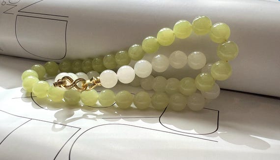 9.9mm Certified natural Jade/Gradient yellow and white nephrite necklace 天然精品 黄玉白玉渐变项链 老熟料 油糯莹润细#5518 温柔可爱色